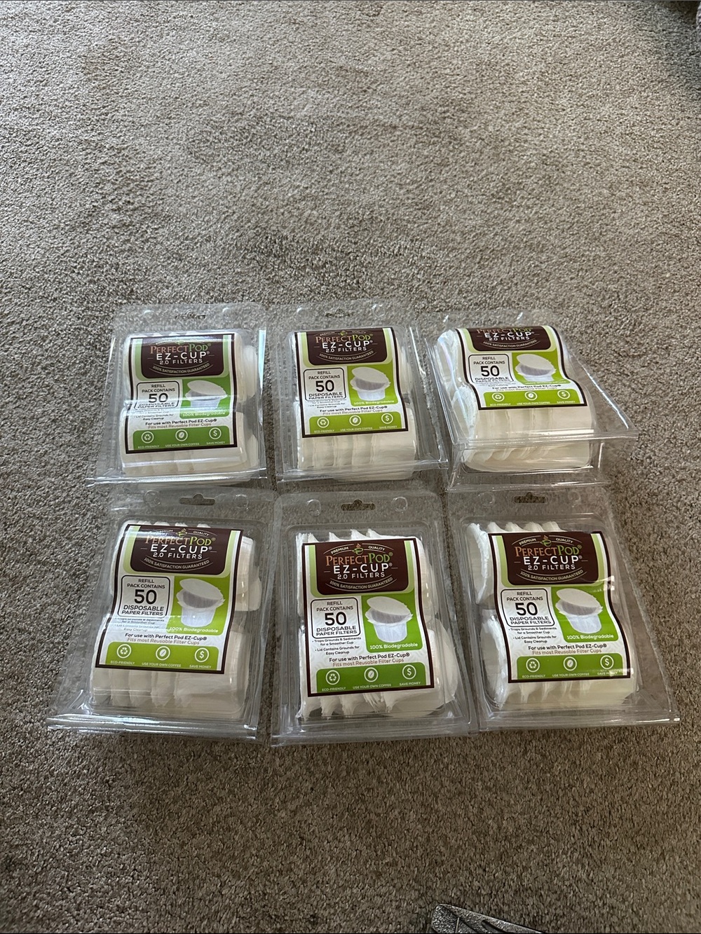 EZ-Cup White Disposable Coffee Filters - 6 Pack (50 per Pack)
